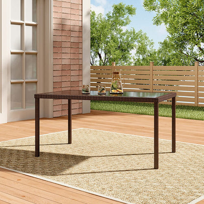 150cm Width Garden Dining Table Patio Outdoor Rectangle Table Black/Brown