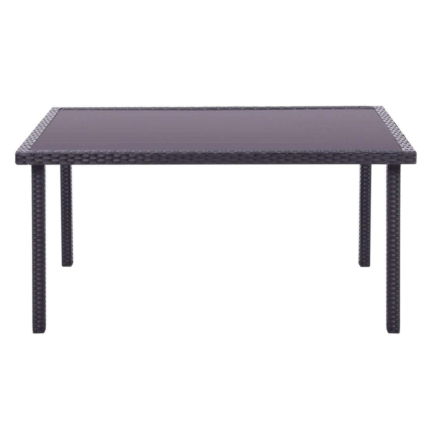 150cm Width Garden Dining Table Patio Outdoor Rectangle Table Black/Brown