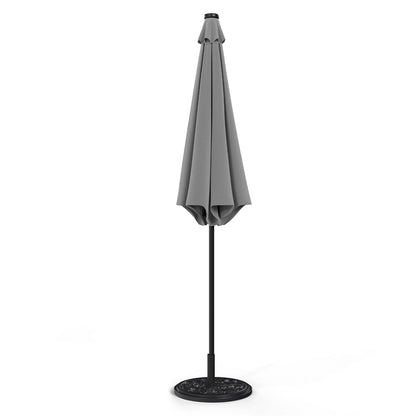 Light Grey 3m Iron Garden Parasol Sun Umbrella With Solar LED Lights