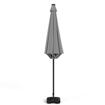 Light Grey 3m Iron Garden Parasol Sun Umbrella With Solar LED Lights