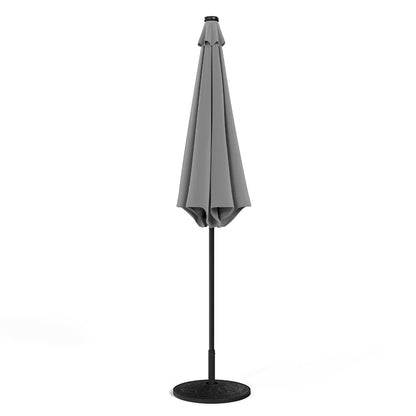 Light Grey 3m Iron Garden Parasol Sun Umbrella With Solar LED Lights