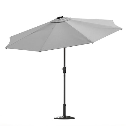 Light Grey 3M Lighted Market Sunbrella Umbrella with Solar Strip LED Lights