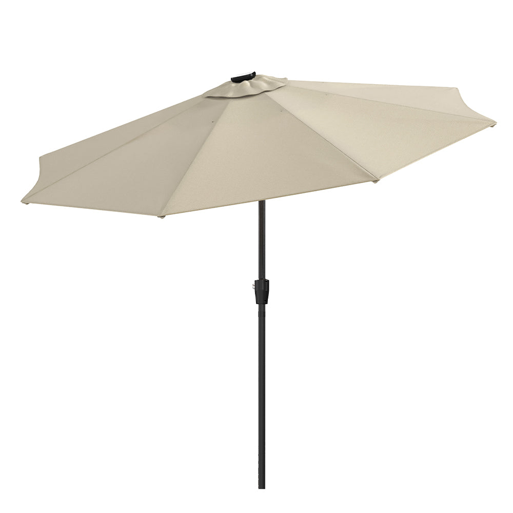 Beige 3M Lighted Market Sunbrella Umbrella with Solar Strip LED Lights