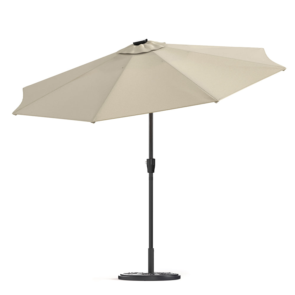 Beige 3M Lighted Market Sunbrella Umbrella with Solar Strip LED Lights