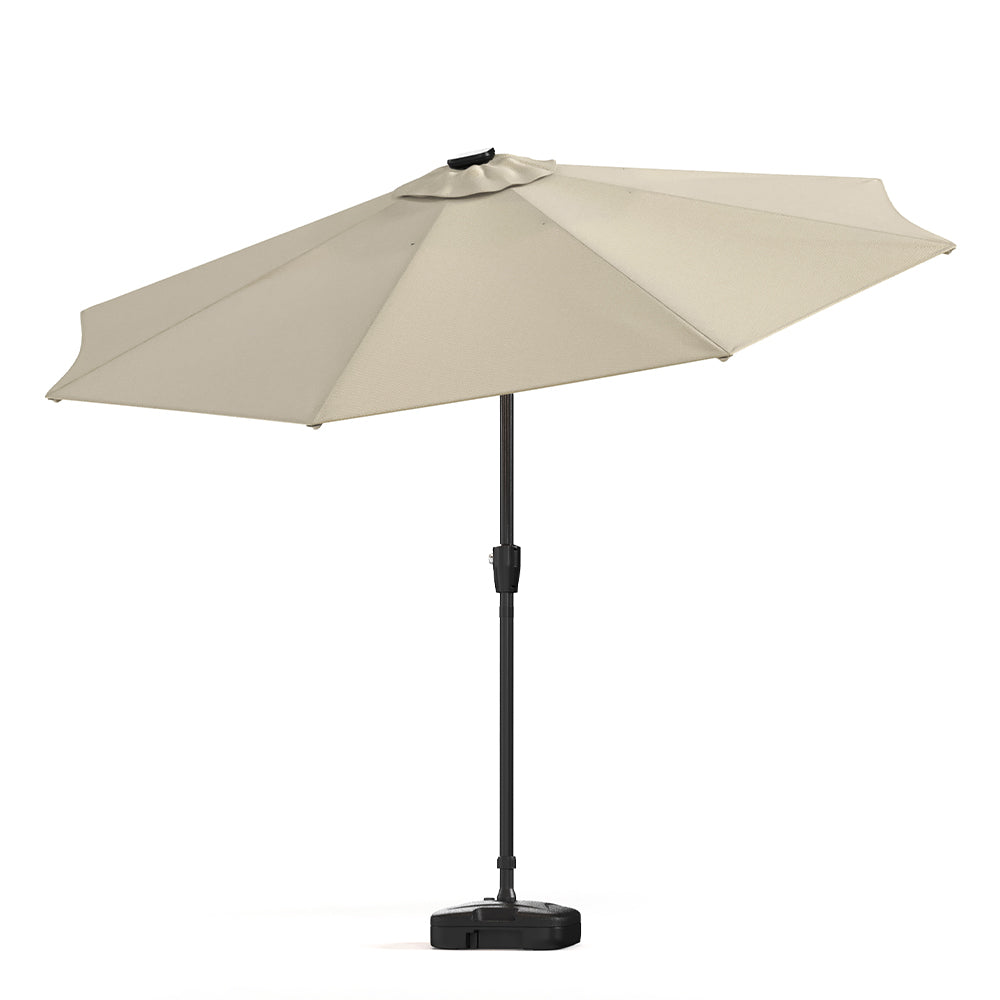 Beige 3M Lighted Market Sunbrella Umbrella with Solar Strip LED Lights