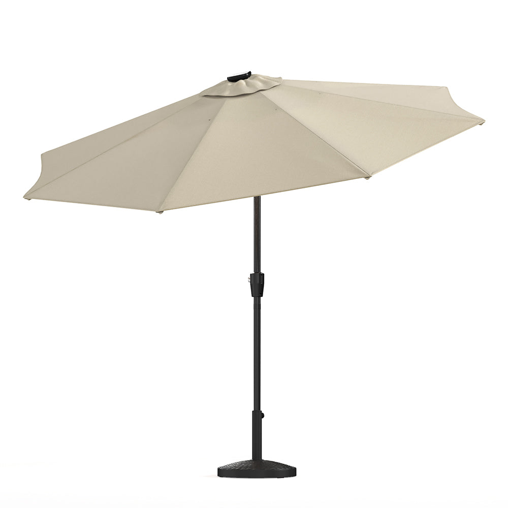 Beige 3M Lighted Market Sunbrella Umbrella with Solar Strip LED Lights