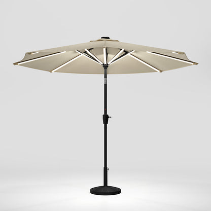 Beige 3M Lighted Market Sunbrella Umbrella with Solar Strip LED Lights