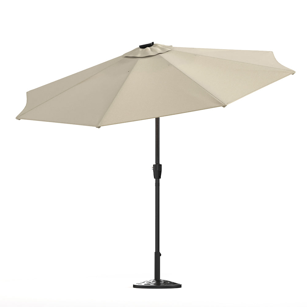 Beige 3M Lighted Market Sunbrella Umbrella with Solar Strip LED Lights