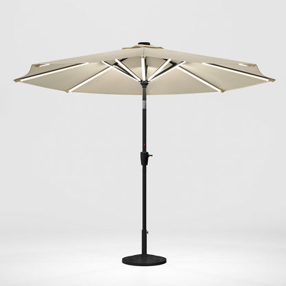 Beige 3M Lighted Market Sunbrella Umbrella with Solar Strip LED Lights