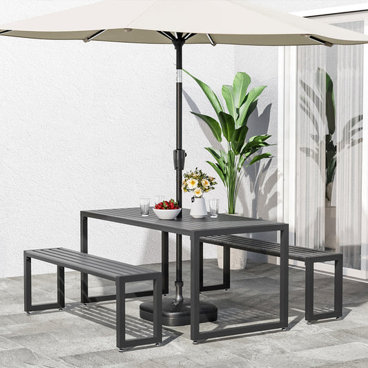 6 - Person 150cm Long Iron Outdoor Dining Set Garden Table and Bench