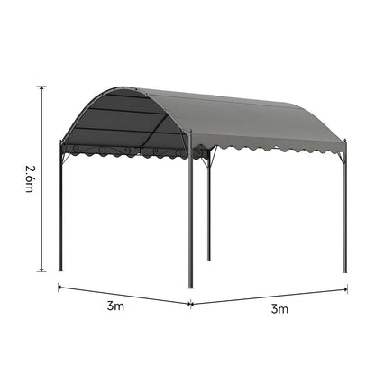 300cm W Outdoor Metal Arched Pergola with Shade Dark Grey