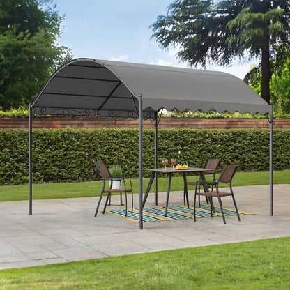 300cm W Outdoor Metal Arched Pergola with Shade Dark Grey