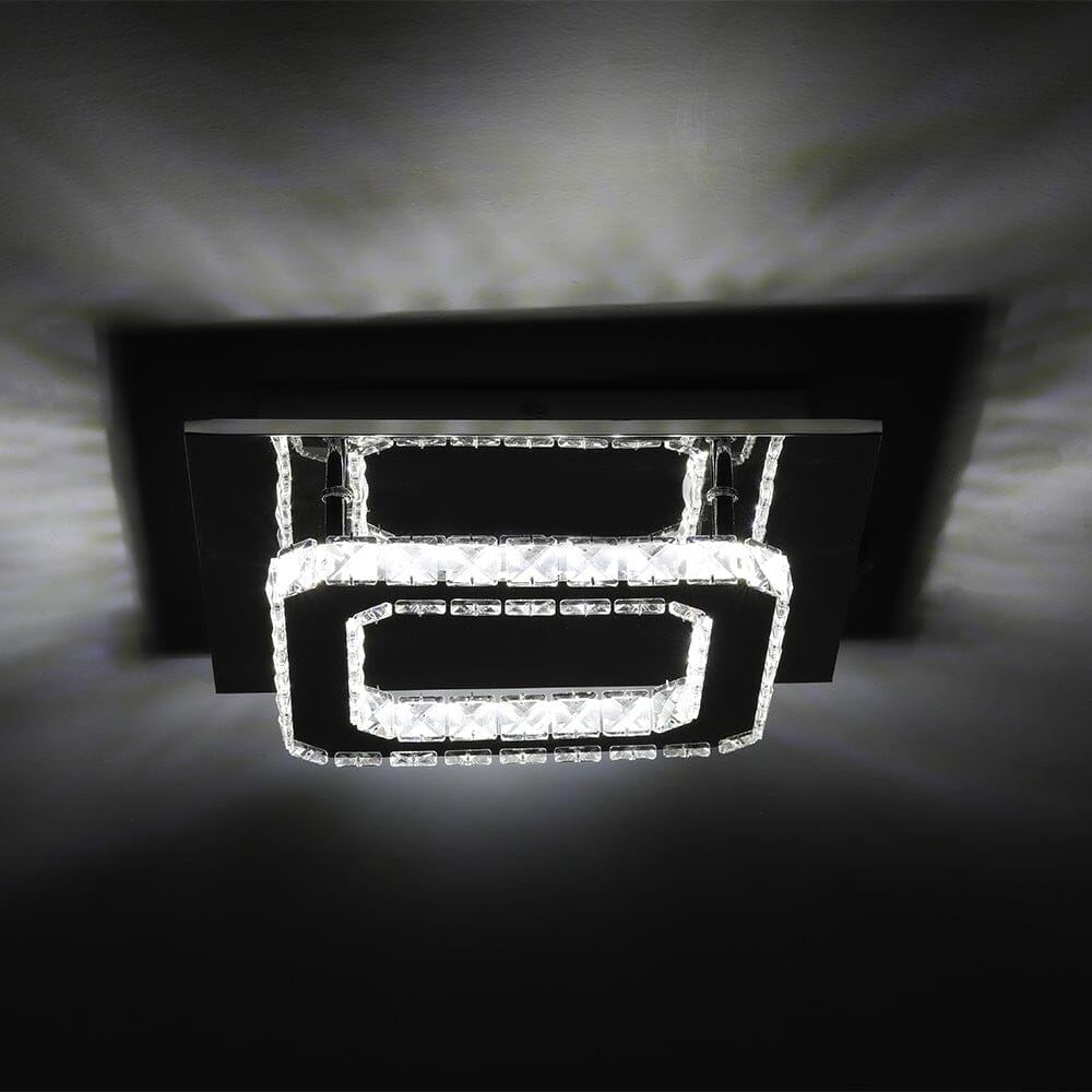 Modern Square Crystal Ceiling Light with Chrome Finish