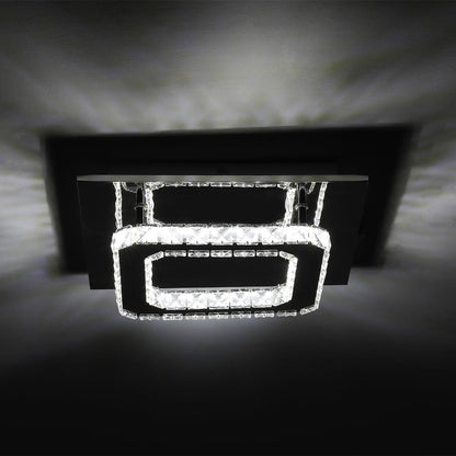 Modern Square Crystal Ceiling Light with Chrome Finish