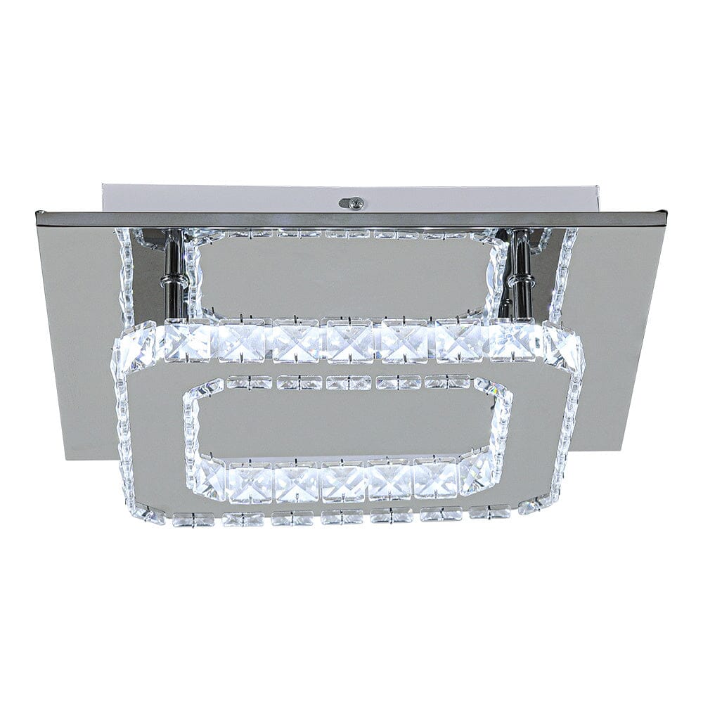 Modern Square Crystal Ceiling Light with Chrome Finish