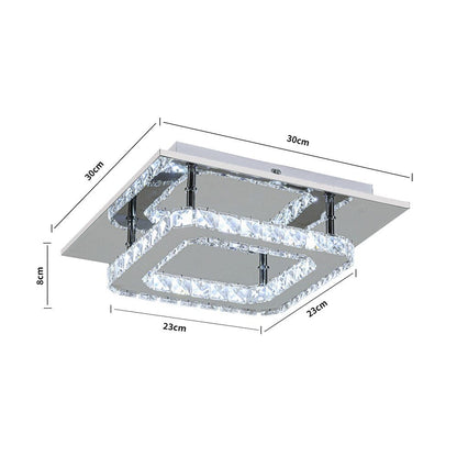 Modern Square Crystal Ceiling Light with Chrome Finish