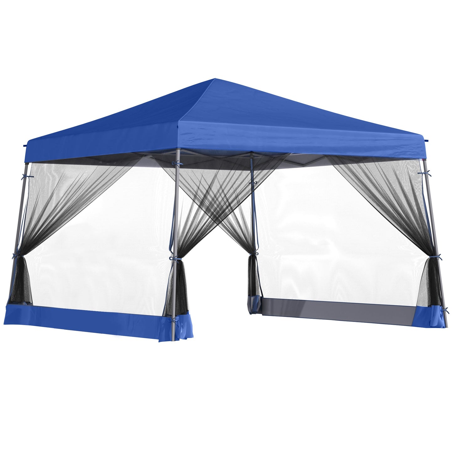 Outsunny 3.6 x 3.6m Outdoor Garden Pop-up Gazebo Canopy Tent Sun Shade Event Shelter Folding with Mesh Screen Side Walls  - Blue