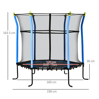 5.2FT / 63 Inch Kids Trampoline With Enclosure Net Mini Indoor Outdoor Trampolines for Child Toddler Age 3 - 10 Years Blue