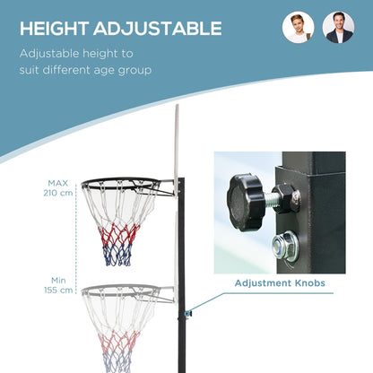 Portable Basketball Stand Net Hoop With Wheels - Black/White