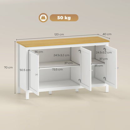 HOMCOM Sideboard, Buffet Cabinet with Doors and Adjustable Shelves for Living Room, Entryway, White