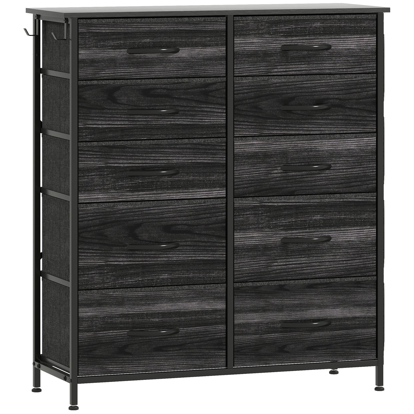 HOMCOM Chest of Ten Fabric Drawers - Black