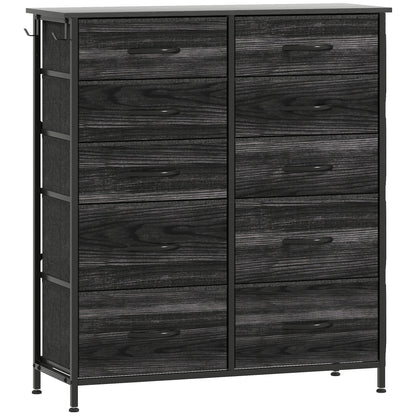 HOMCOM Chest of Ten Fabric Drawers - Black
