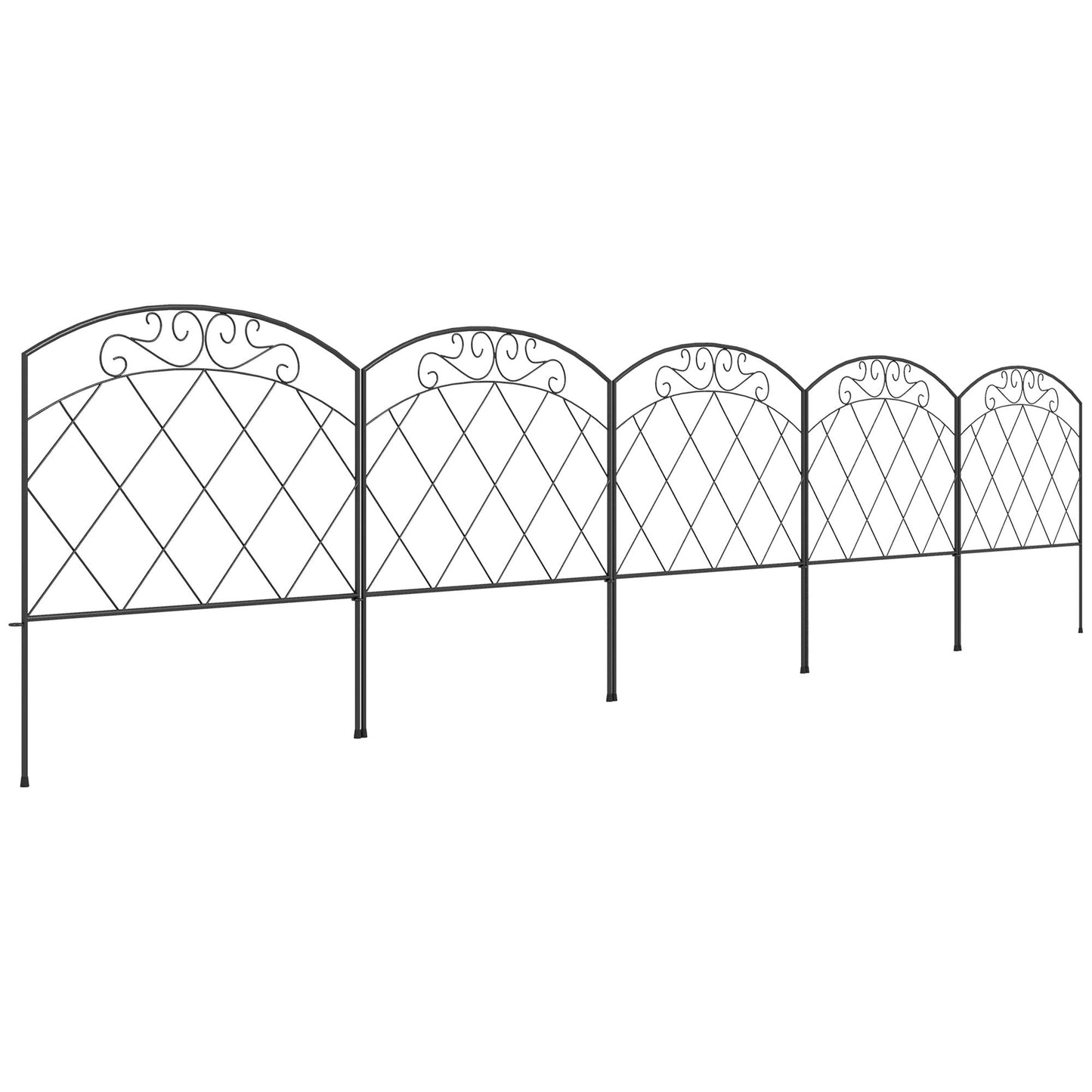 Outsunny 3m Decorative Metal Garden Fence - Diamond and Swirl Pattern