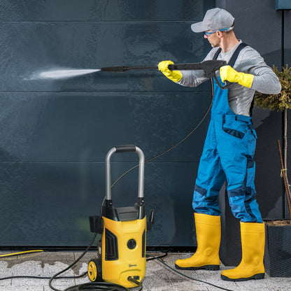 Outsunny 1800W High√Ç Pressure√Ç Washer, 150 Bar Pressure, 420 L/h Flow, Portable Power Washer Jet Wash Cleaner with Adjustable Nozzle, 6M Hose, Steel Handle for Home Patio Car Driveway, Yellow