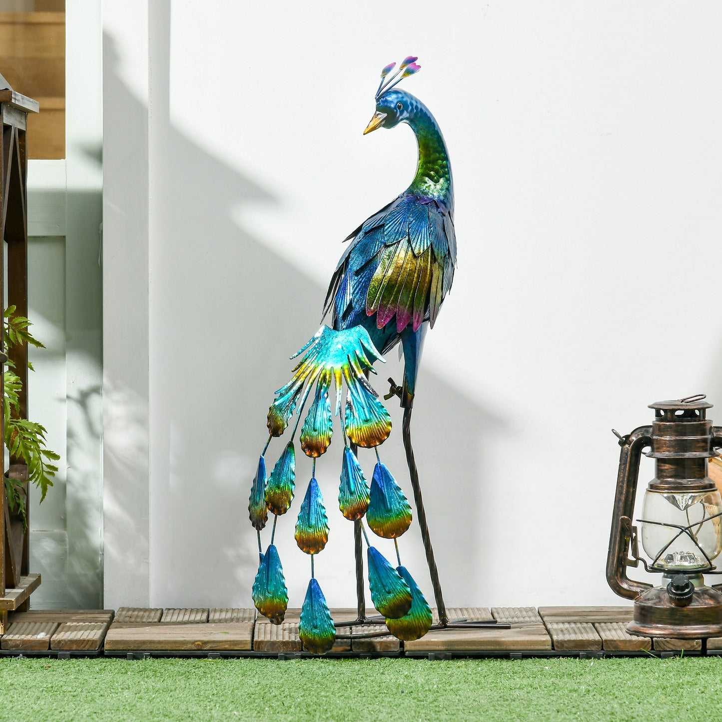 Outsunny Steel Peacock Garden Statue Decoration Gift