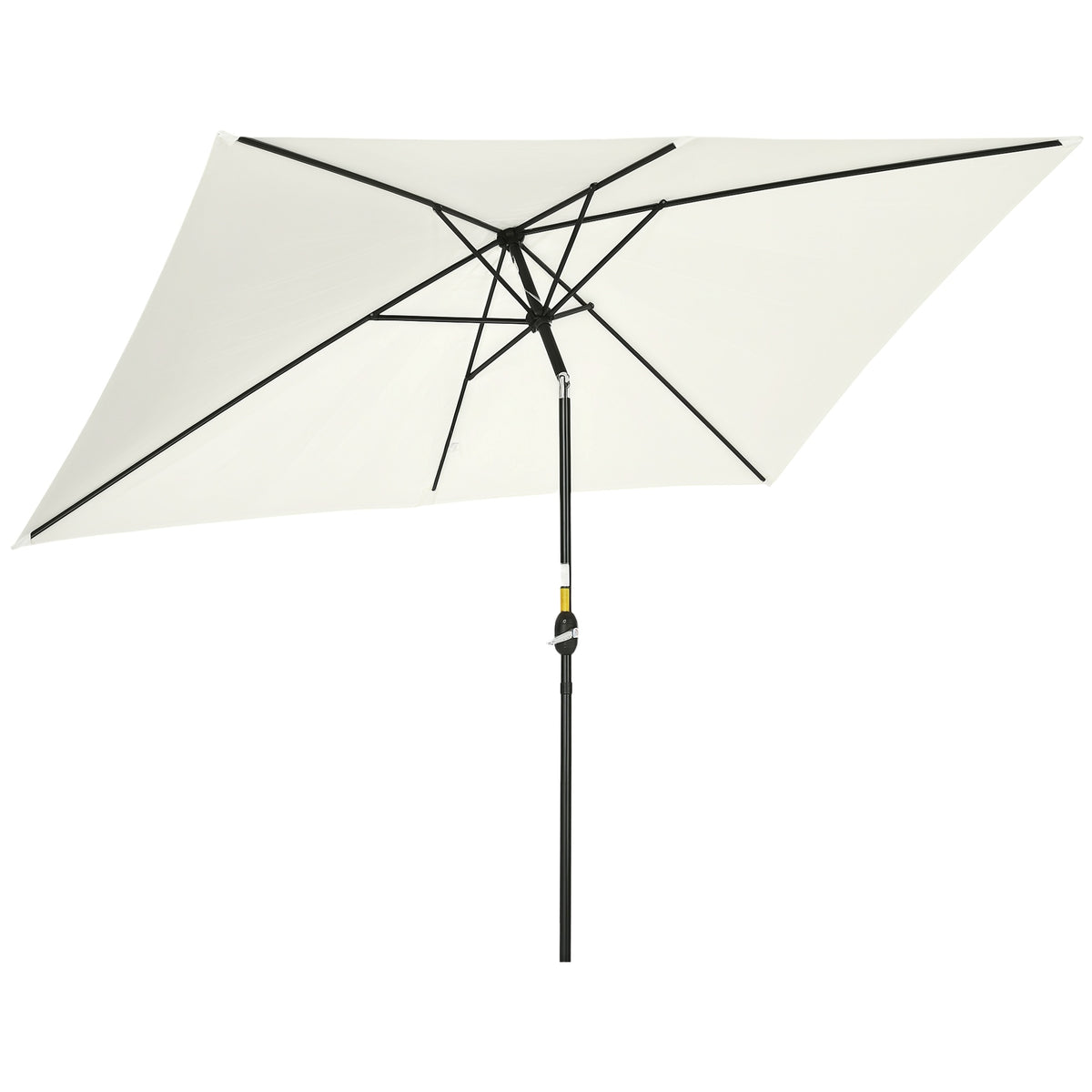 Outsunny 3x2m Garden Parasol Umbrella with Aluminium Pole, Tilt and Crank, Rectangular Outdoor Table Parasol Sun Shade for Patio, Cream White