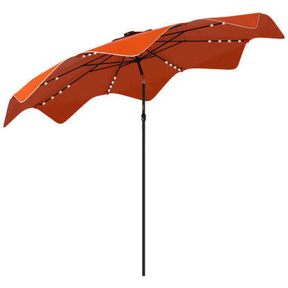 Parasol tarasowy solarny Outsunny z diodami LED i funkcją pochylania, parasol ogrodowy z korbą, 3 x 3 (m), pomarańczowy