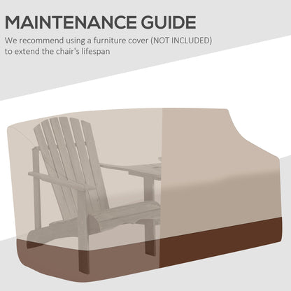 Outsunny Wooden Outdoor Double Adirondack Chairs Loveseat w/ Center Table and Umbrella Hole, Garden Patio Furniture for Lounging and Relaxing, Grey