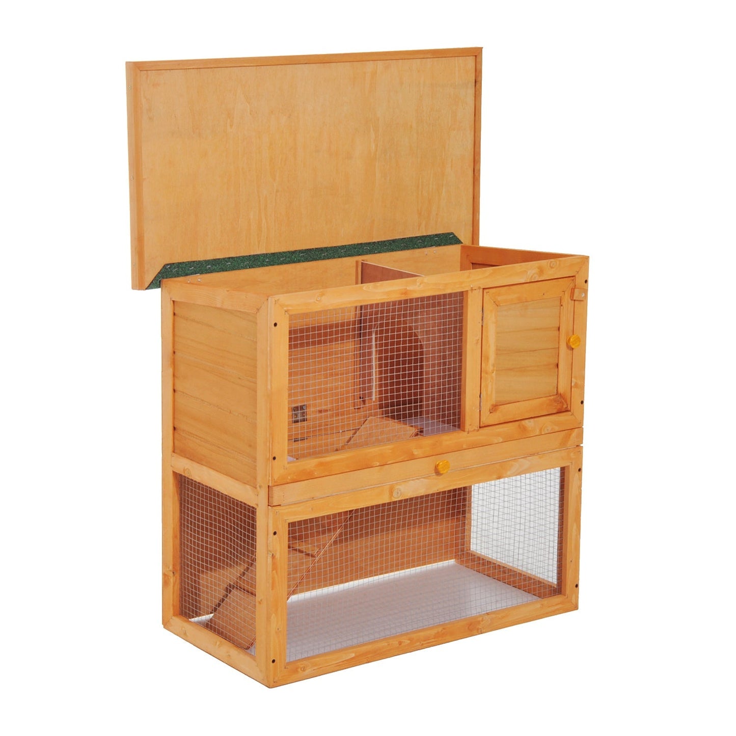 Pawhut Wooden 90cm 2 Tiers Guinea Pigs Hutches