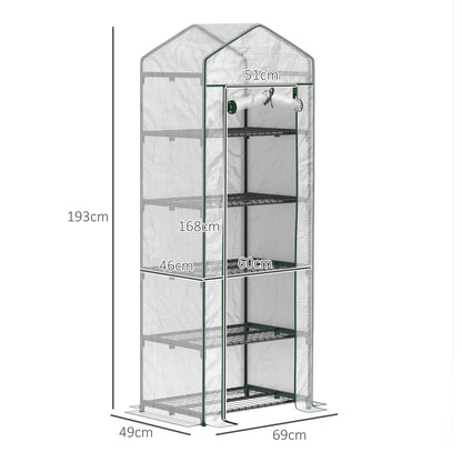 Mini szklarnia Outsunny 193 cm z pięcioma półkami – biała