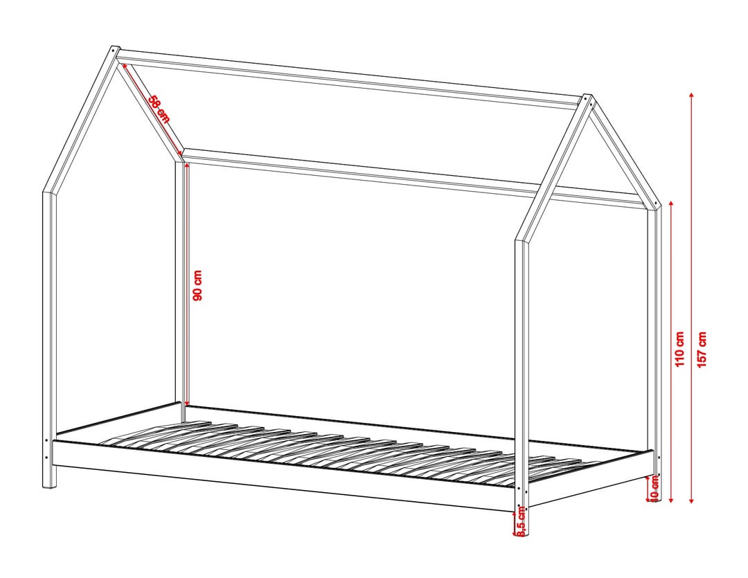 Wooden Single House Bed Lucky