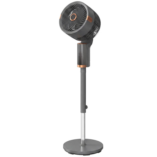 HOMCOM 20 dB Silent Standing Fan for Bedroom, 44" Pedestal Fan with 90Â° Oscillating, 8 Speeds and LED Light, Grey