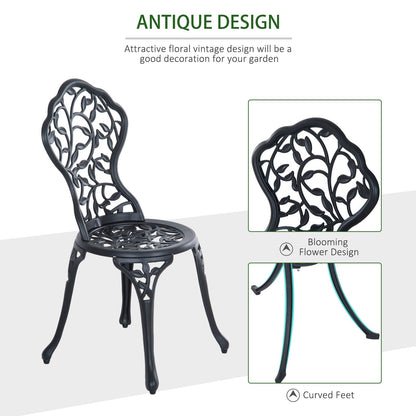 Outsunny 3 Piece Cast Aluminium Bistro Set Garden Furniture Dining Table Chairs Antique Outdoor Seat Patio Seater