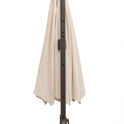 3 Metre Banana Parasol Hanging Cantilever Umbrella W/ Cross Base Hand Crank Aluminium Frame 360°Rotation Hand Crank-Beige