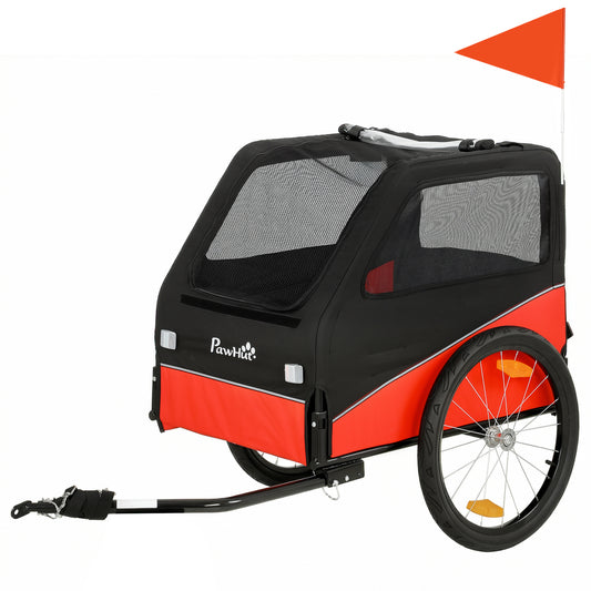 PawHut Dog Bike Trailer, Dog Cart Bicycle Carrier for Small and Medium Pets with 20" Inflatable Rubber Wheels, Red