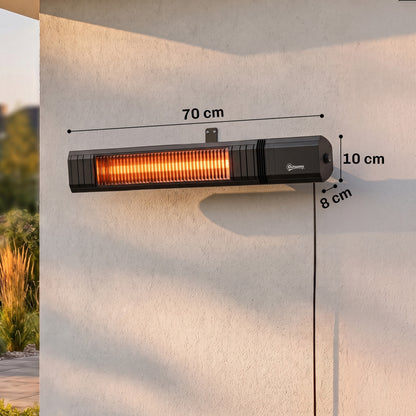 Outsunny 2000 W Electric Infrared Patio Heater, IP65 Outdoor Garden Heater with APP/Touch/Remote Control, 9 Heat Settings, Black
