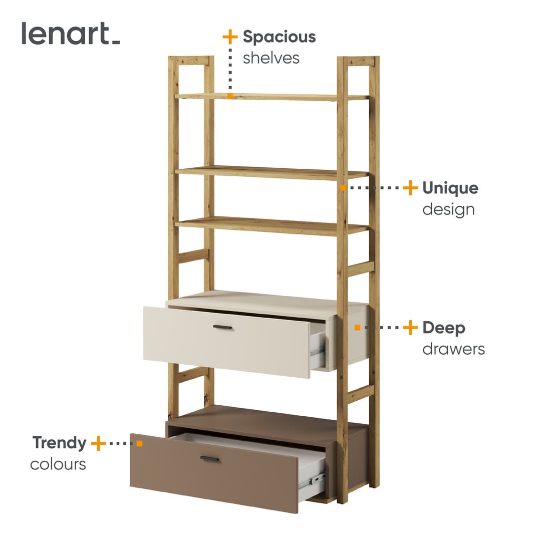 Lenny LY-02 Bookcase 85cm