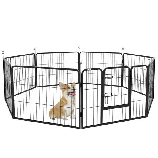 PawHut Steel 8 Panel Dog kojec dla szczeniąt Pet Puppy PlayPen czarny