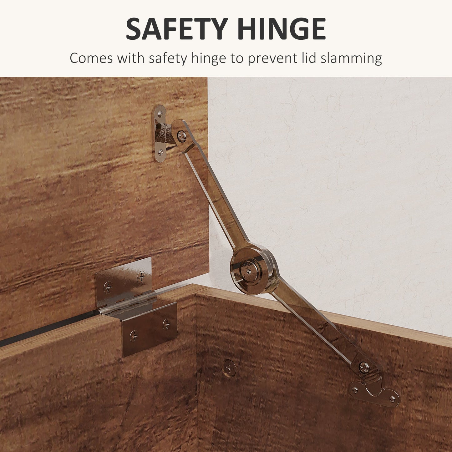 HOMCOM 113L Storage Chest, Storage Box with Flip-Top Lid and 2 Safety Hinges, Storage Trunk for Living Room, Entryway, 100 x 40 x 40 cm, Brown Wood Grain