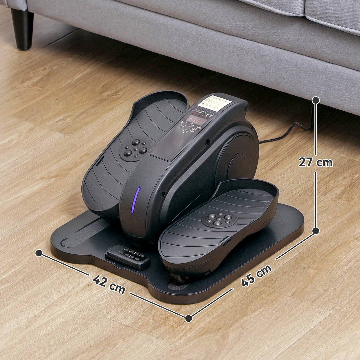 SPORTNOW Under Desk Elliptical Machine, Seated Pedal Exerciser, Mini Electric Elliptical Machine for Seniors with LCD Monitor, Remote Control and 10 Adjustable Speed, Quiet & Portable, Black