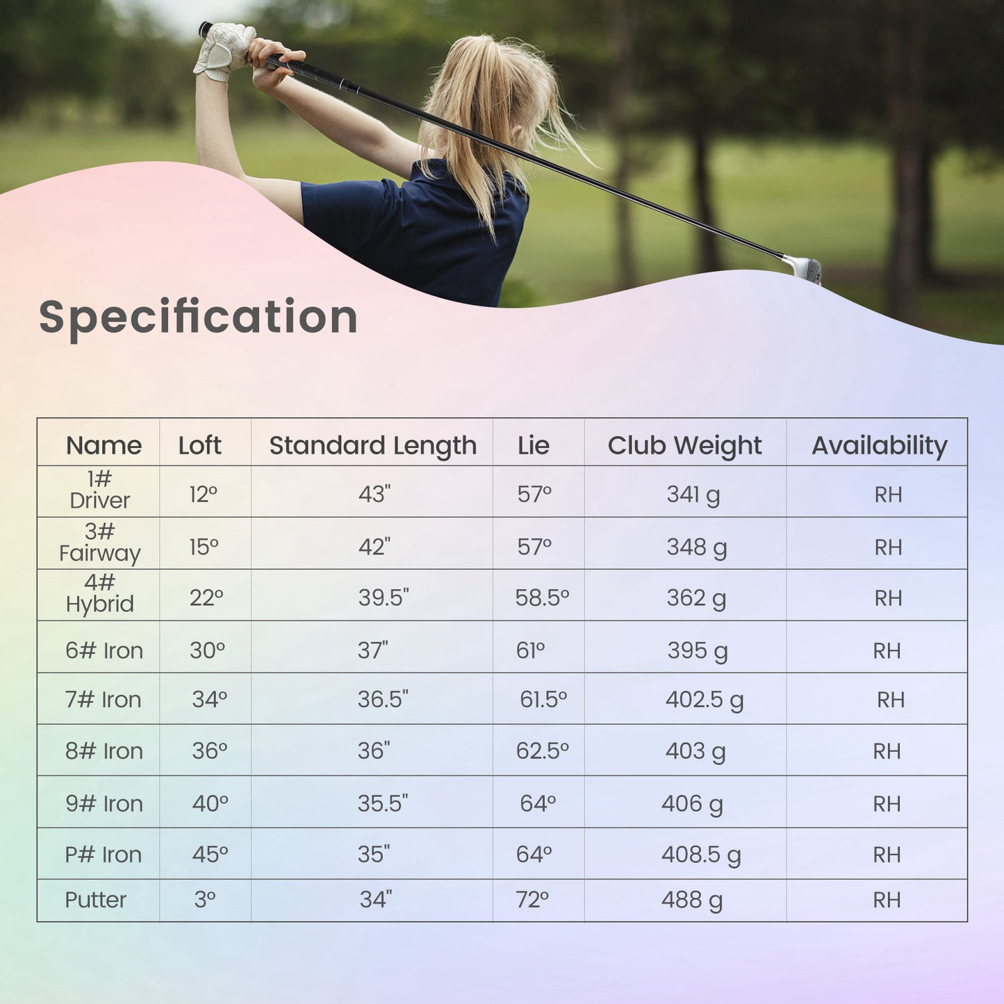 Ladies' 9 Pieces Complete Golf Club Set with 460cc Alloy Driver-Pink