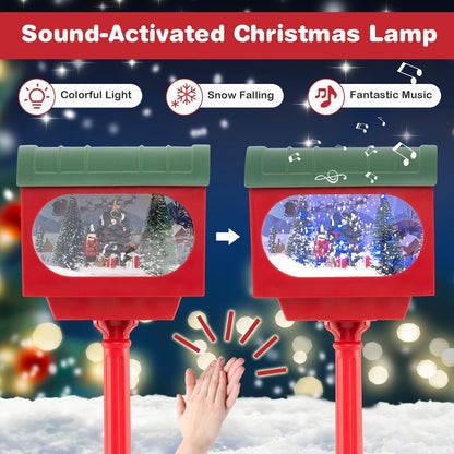 Christmas Sound-activated 150 cm Street Light with Colourful Lights-Red