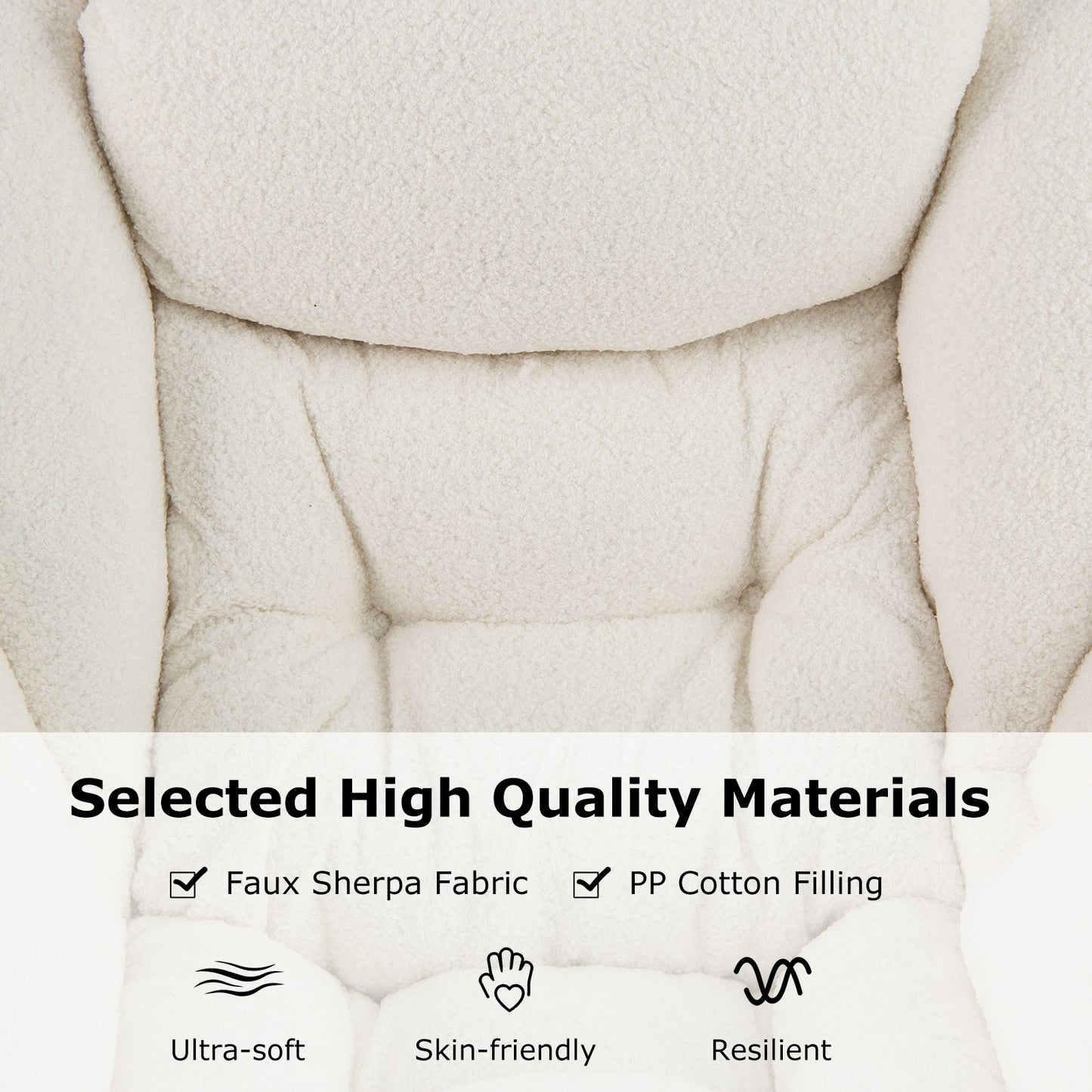 Large Lazy Chair with Cozy Head Pillow and Storage Pocket-Beige