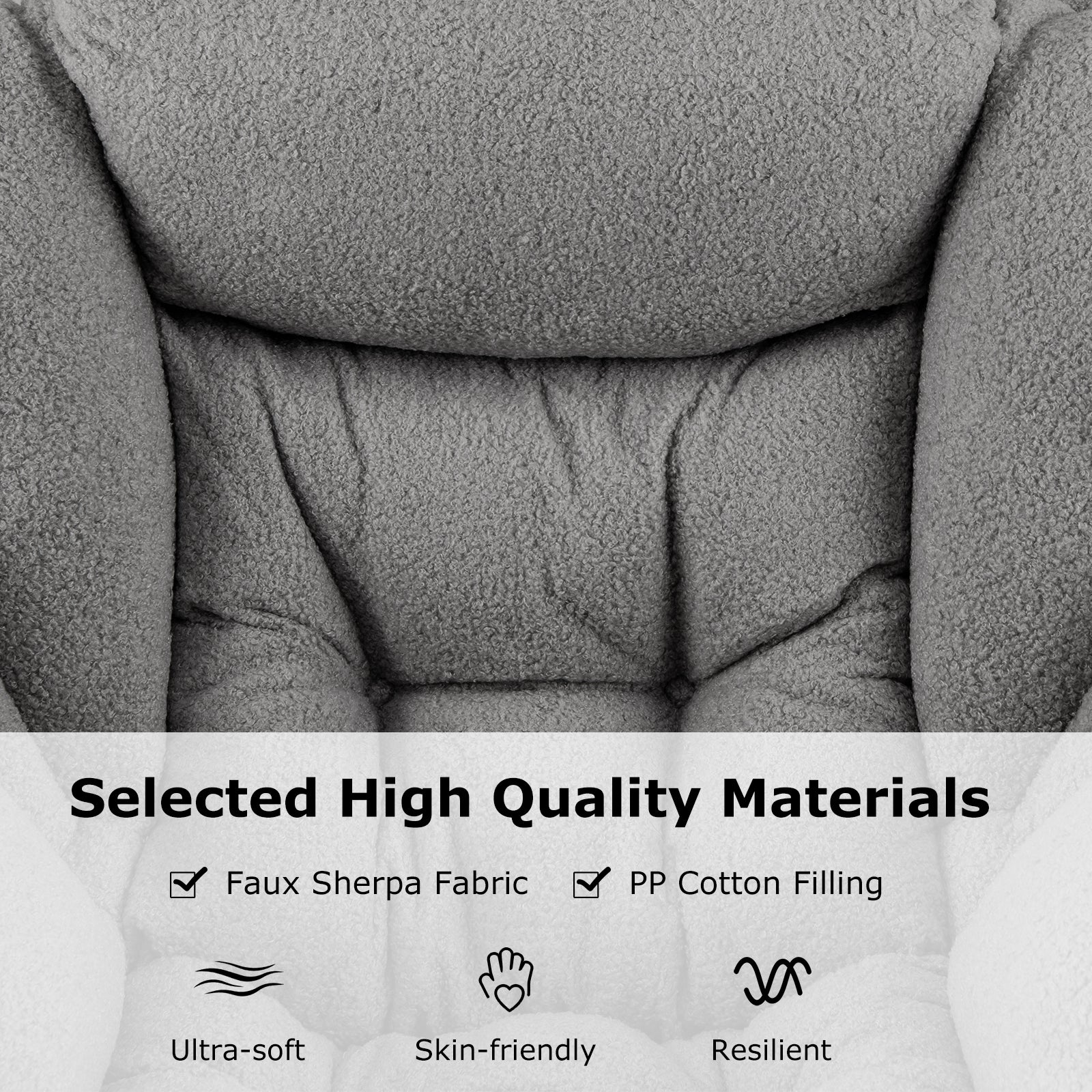 Large Lazy Chair with Cozy Head Pillow and Storage Pocket-Grey