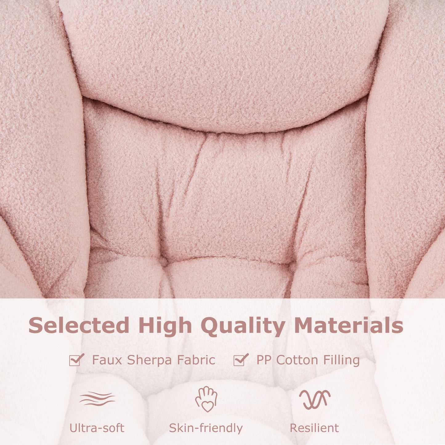 Large Lazy Chair with Cozy Head Pillow and Storage Pocket-Pink