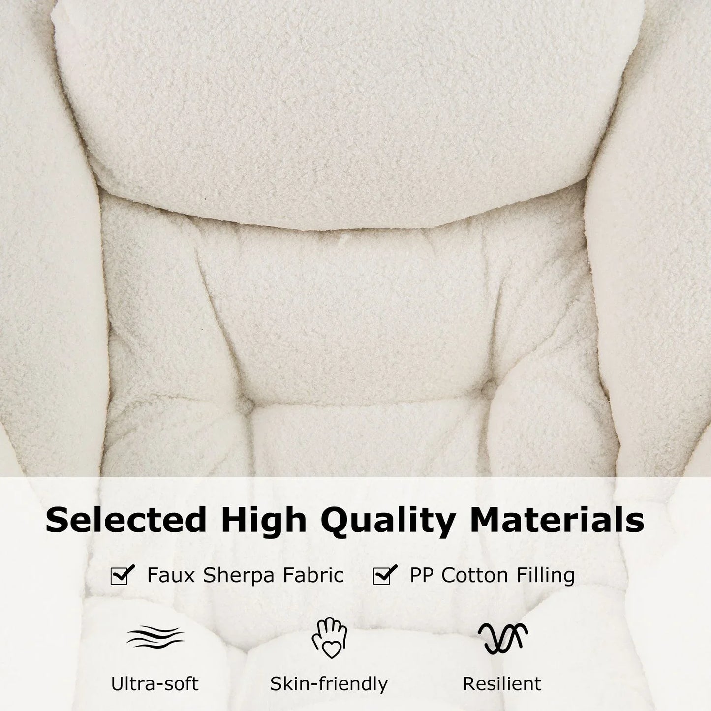 Large Lazy Chair with Cozy Head Pillow and Storage Pocket-Beige